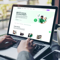 Person using laptop with Billtrust Customer Advocacy Program webpage open