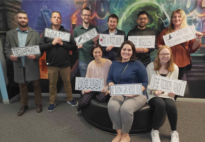 Billtrust Employees holding signs