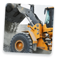 Bulldozer unloading gravel